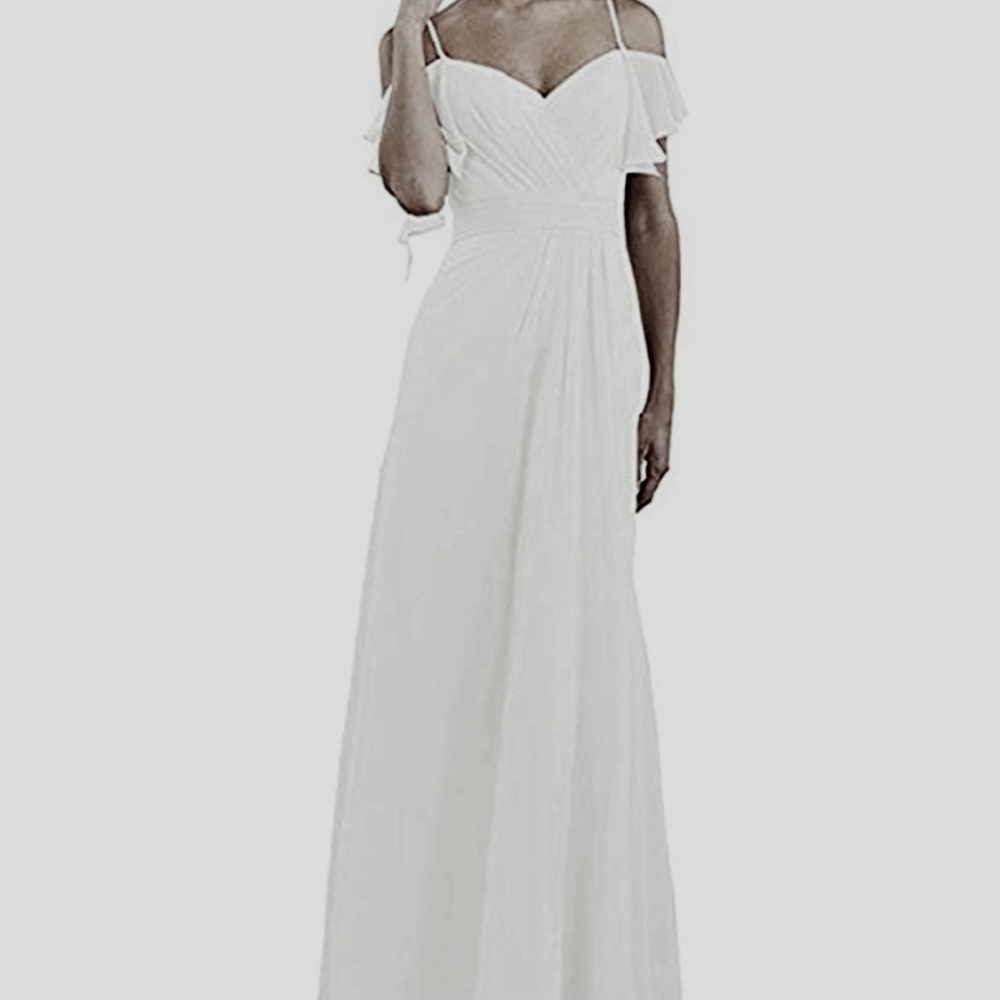 Aurora White Gown Floor Length White Chiffon Dress